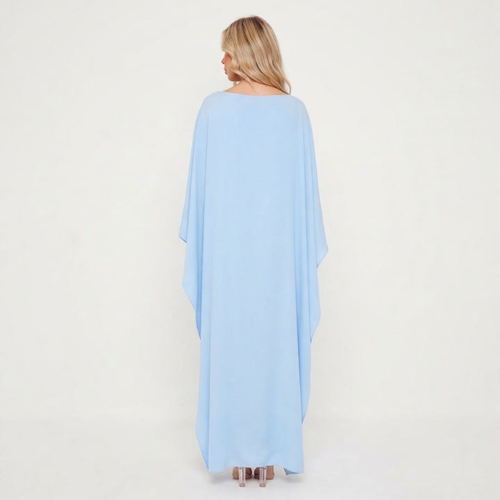 Women's Formal Maxi Dress – Batwing Cape Sleeve Kaftan Boat Neck Flowy