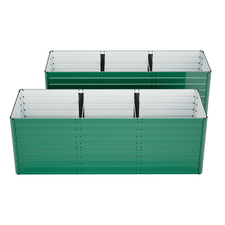 2-Pack 93.7inx31.5inx32.3in Raised Garden Bed, 32in Ergonomic No-Bend Metal Planter Box, Open Base For Drainage & Aeration, 8 Reinforcing Rods, Rustproof Steel - Easy Hand-Tightening Assembly