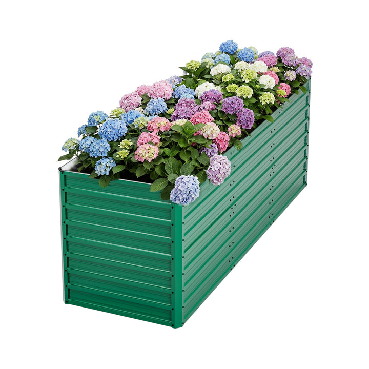 93.7in X 31.5in X 32.3in Raised Garden Bed Kit, 32in Ergonomic Height No Bending Metal Planter Box, Open-Ended Base For Drainage, 8 Reinforcing Rods, Rustproof Steel -Easy Assembly