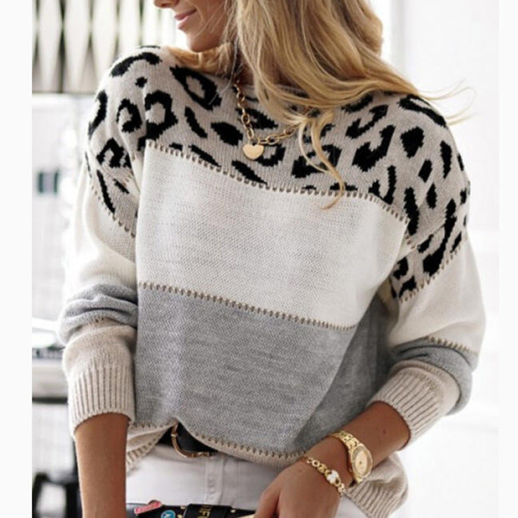 Colorblock Leopard Sweater