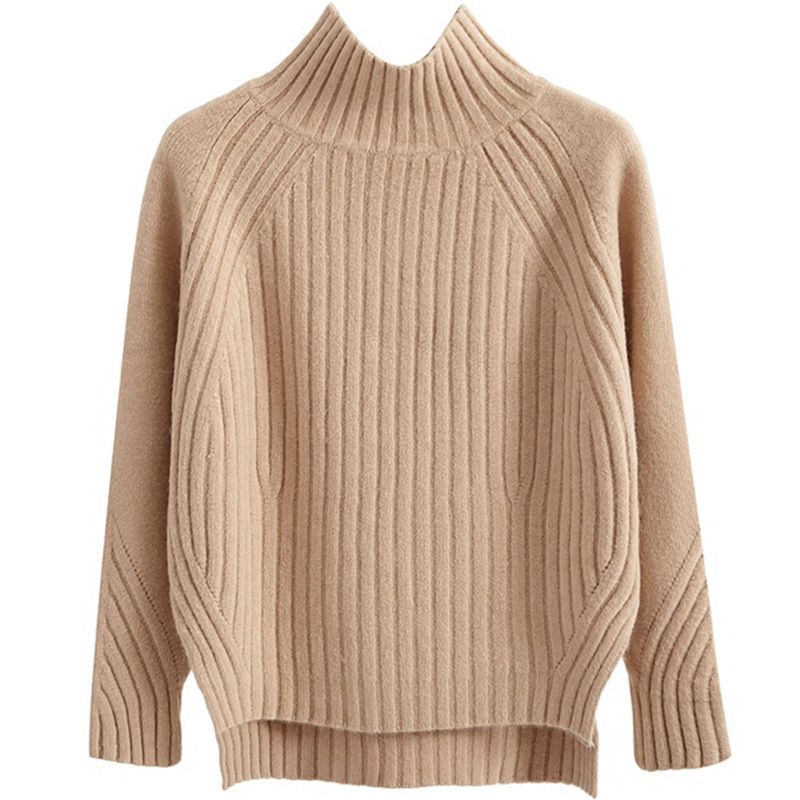 Solid Color Half High Collar Pullover Sweater