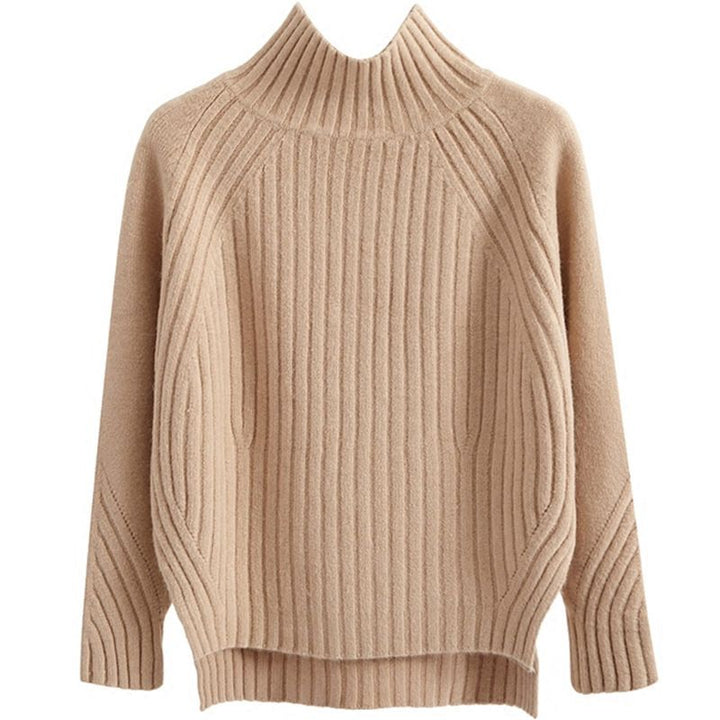 Solid Color Half High Collar Pullover Sweater
