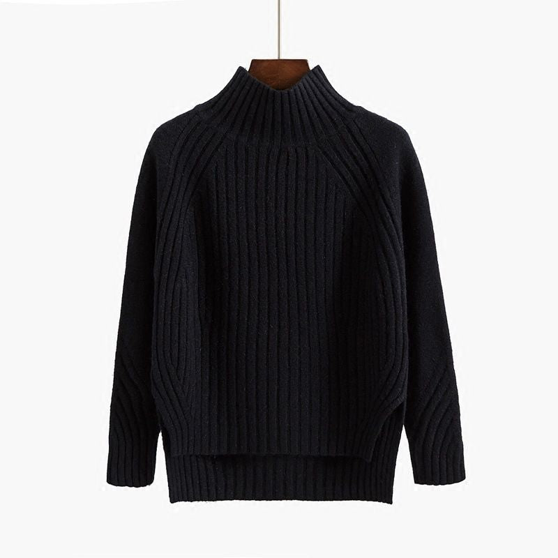 Solid Color Half High Collar Pullover Sweater