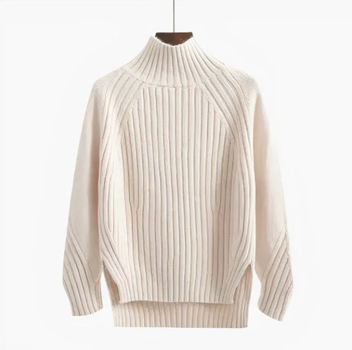 Solid Color Half High Collar Pullover Sweater