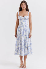 White Blue Floral
