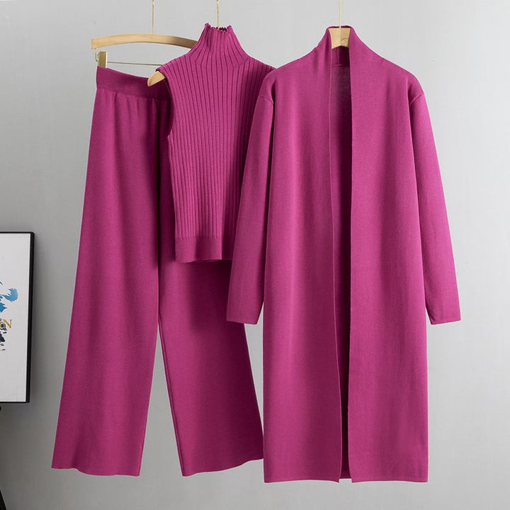 Sweater Cardigan Pants Three-piece Suit