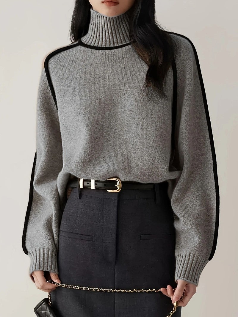 Women's Oversized Turtleneck Soft Knit Long Sleeve Jumper