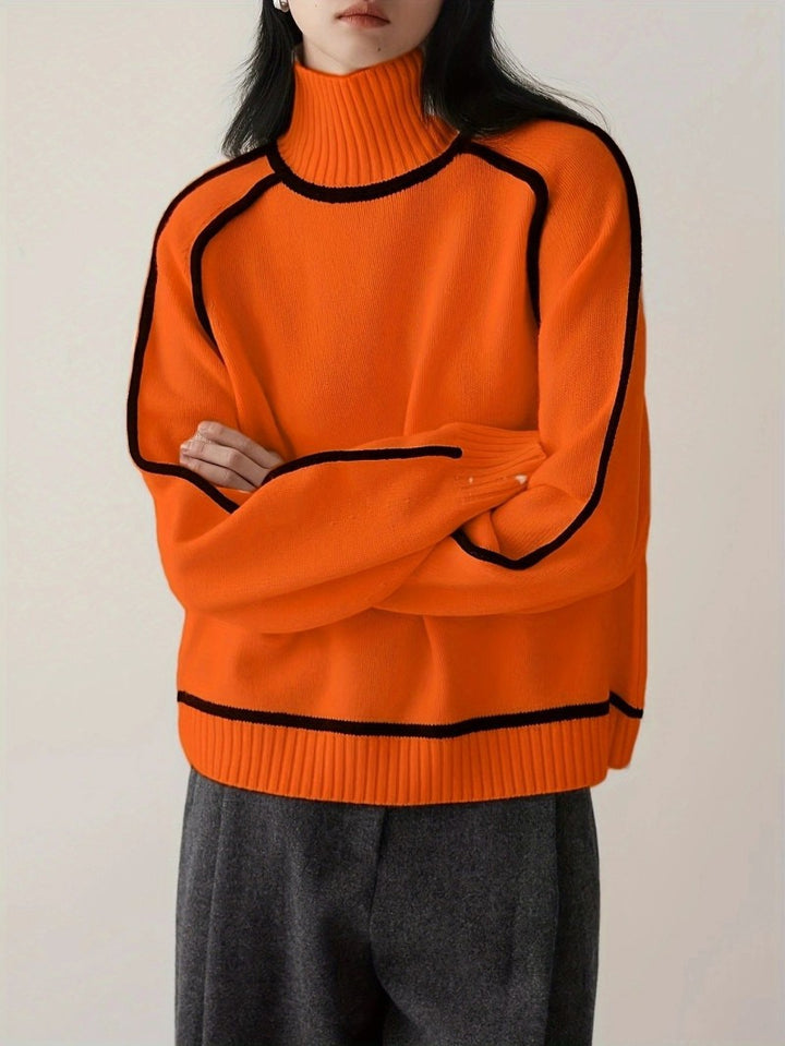 Women's Oversized Turtleneck Soft Knit Long Sleeve Jumper