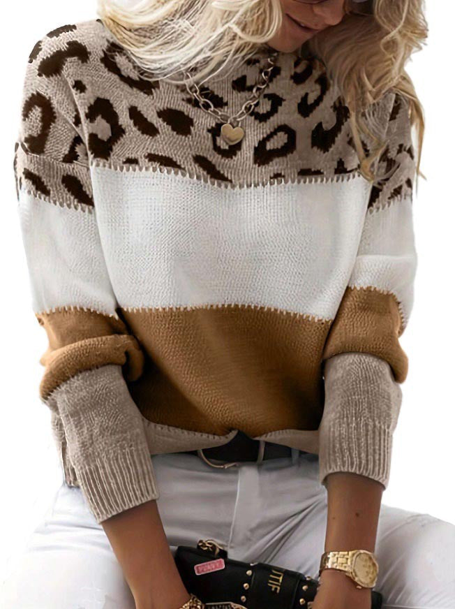 Colorblock Leopard Sweater