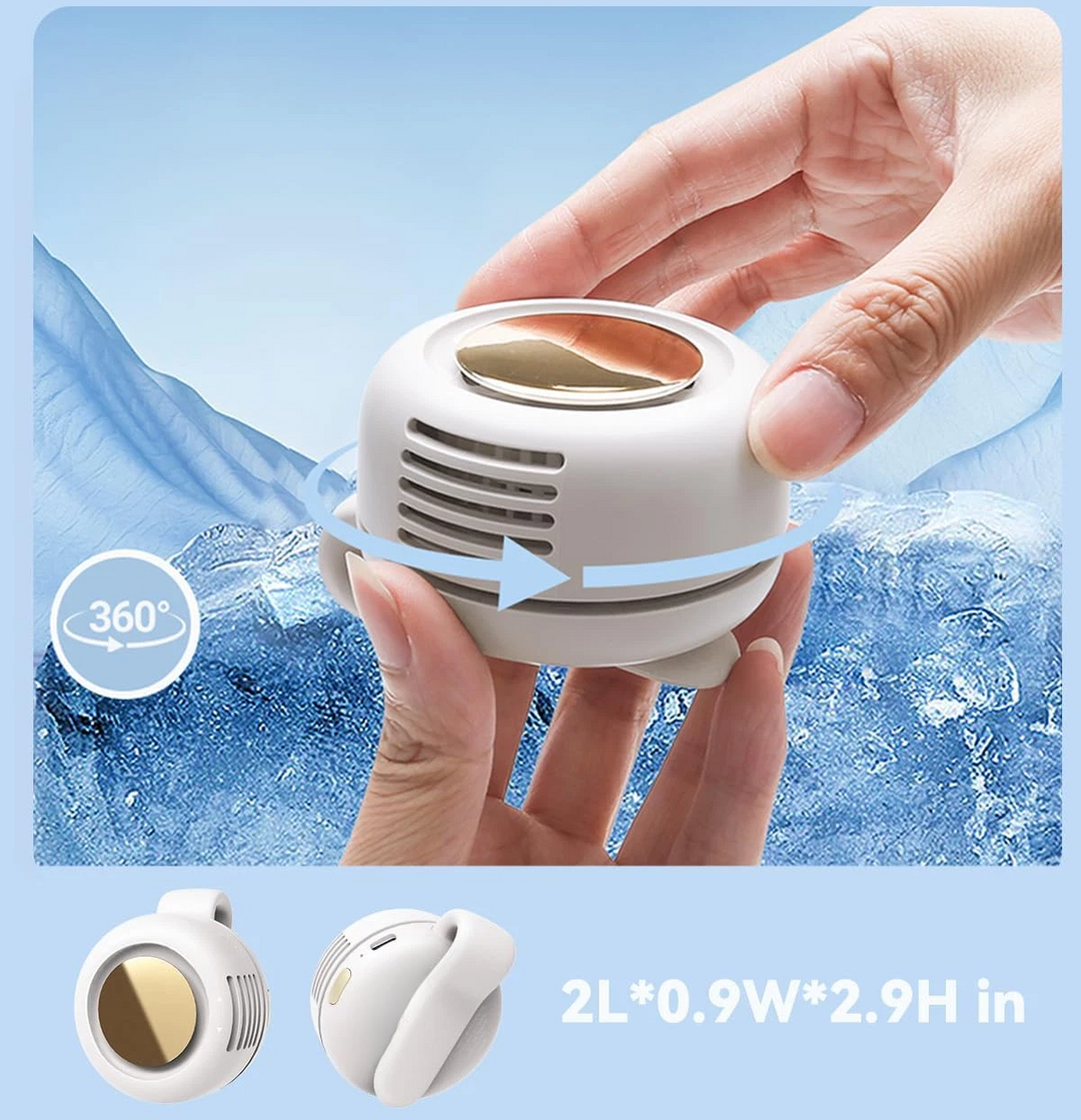 800mAH Mini Portable Silent Bladeless Fan Small Clip On Shirt Waist Adjustable Rotatable Camping Fan 3 Speed Type-C