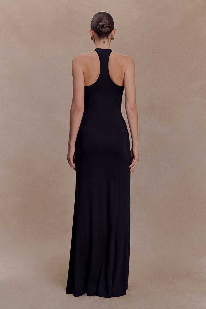 Women's Halter Keyhole Ring Detail Bodycon Maxi Dress