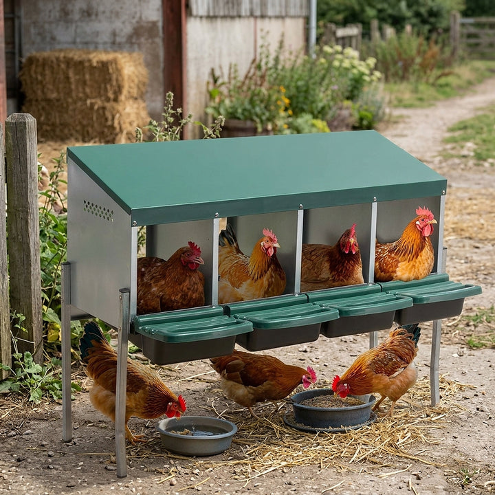 4-Hole Chicken Nesting Box with Legs and Cover