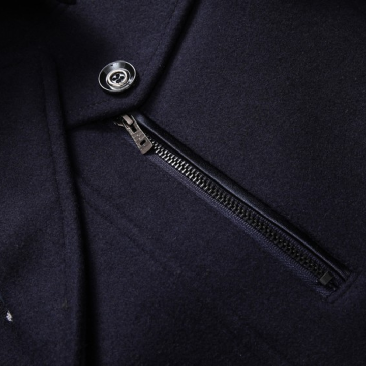 Men's Trench Coat – Wool Blend Mid-Length Military Overcoat with Scarf Collar