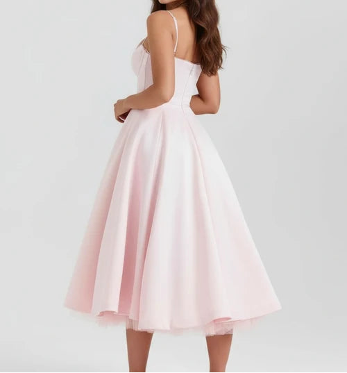 Women's Bustier Midi Dress Spaghetti Strap Full A Line Skirt Formal