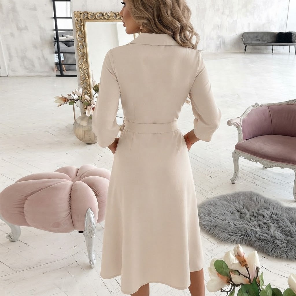 Women's V-Neck Printed Flowy Midi Dress