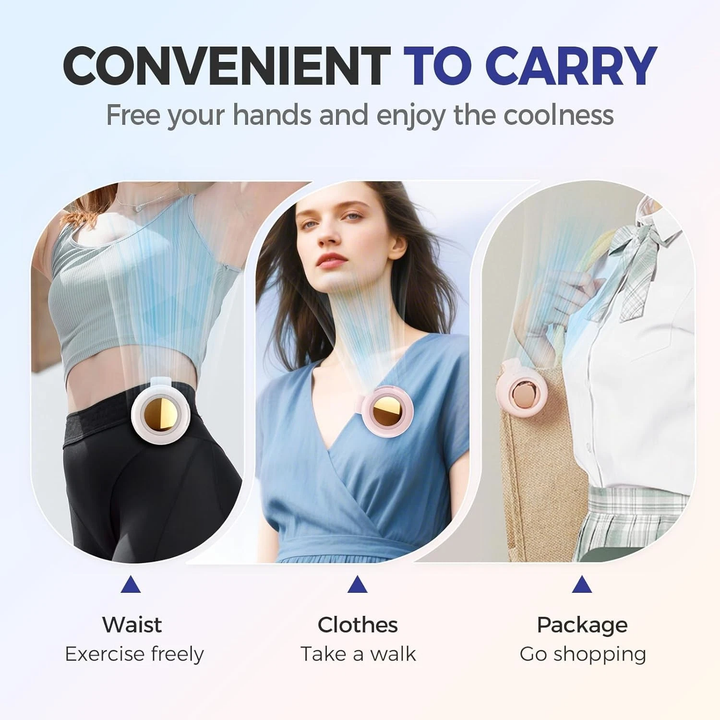 800mAH Mini Portable Silent Bladeless Fan Small Clip On Shirt Waist Adjustable Rotatable Camping Fan 3 Speed Type-C