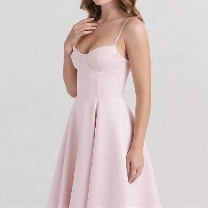 Women's Bustier Midi Dress Spaghetti Strap Full A Line Skirt Formal