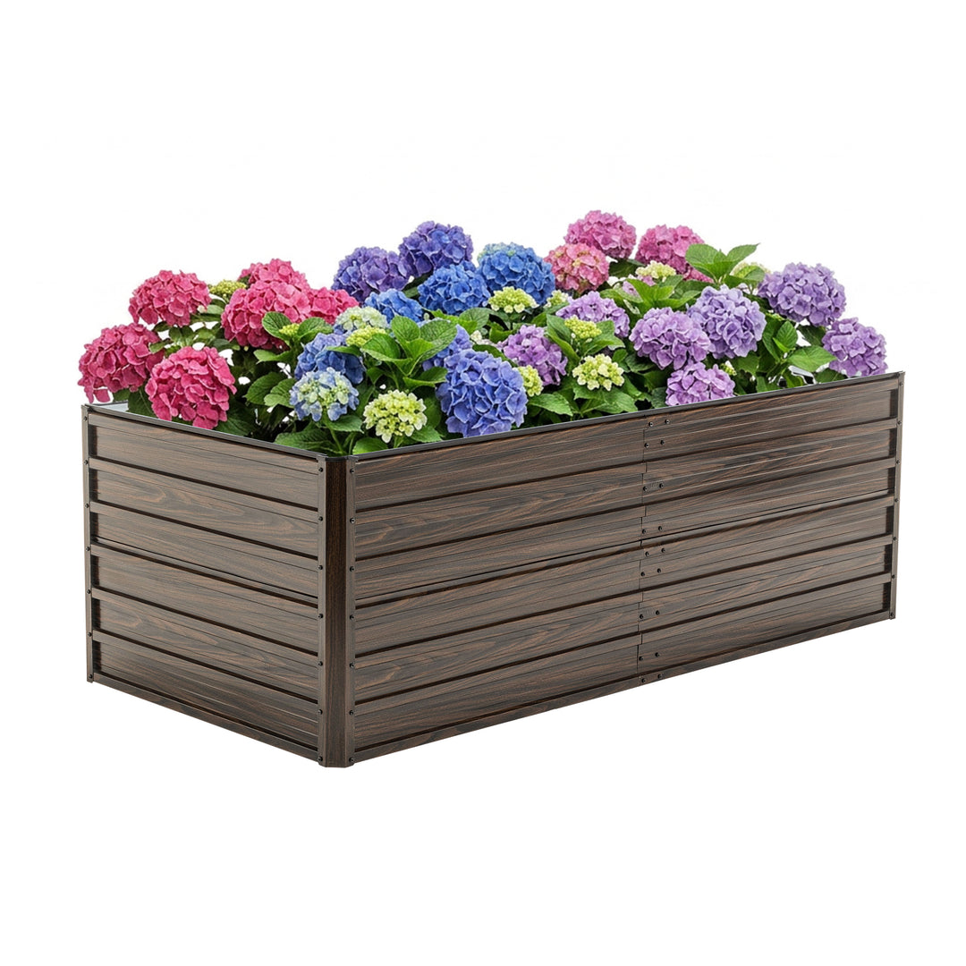 74.6in X35.4inx25in Raised Garden Bed Kit, Metal Elevated Planter Box, Open Drainage Base, 4 Reinforcing Rods, Rustproof Steel With Safety Edging -Easy Assembly For Vegetables, Flowers, Herbs