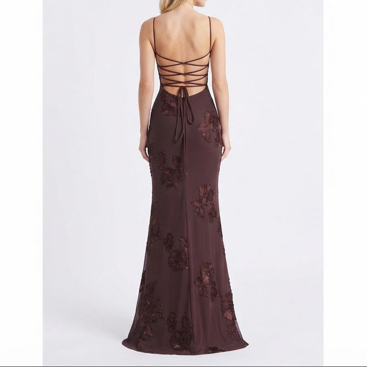 Women's Sequin Floral Maxi Dress Corset Bodice Mermaid Formal Gown