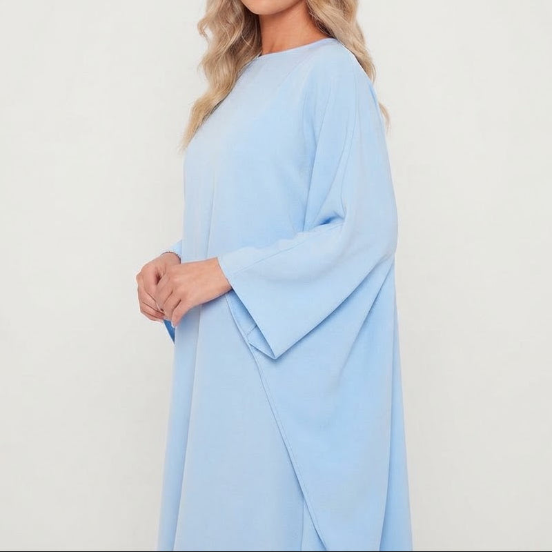 Women's Formal Maxi Dress – Batwing Cape Sleeve Kaftan Boat Neck Flowy