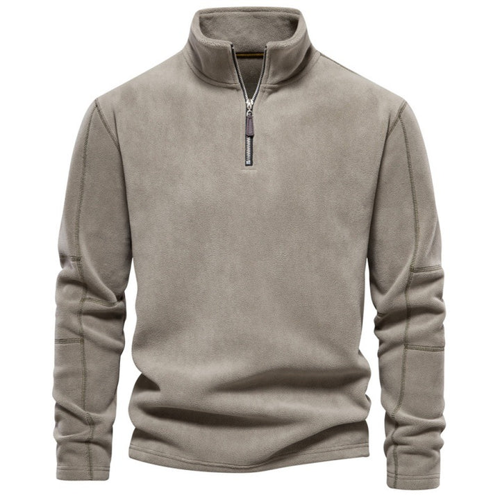 Vertical Collar Half-Zip Long Sleeve Sweat