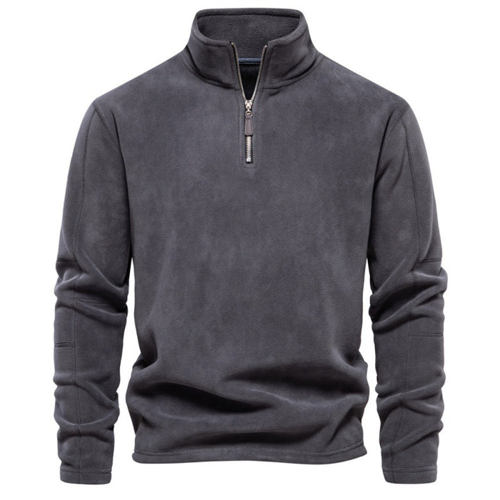 Vertical Collar Half-Zip Long Sleeve Sweat