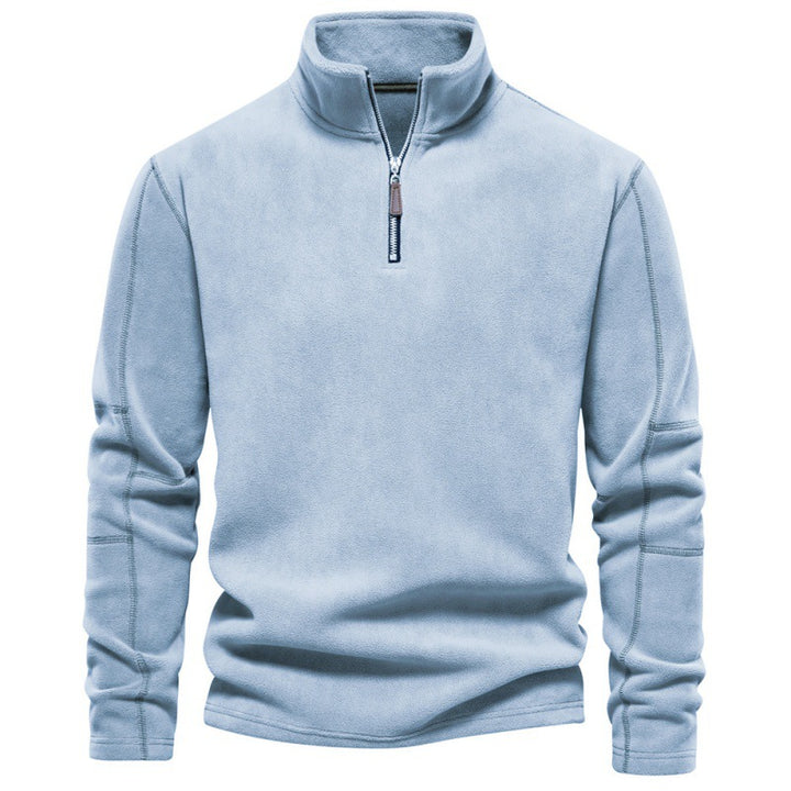 Vertical Collar Half-Zip Long Sleeve Sweat