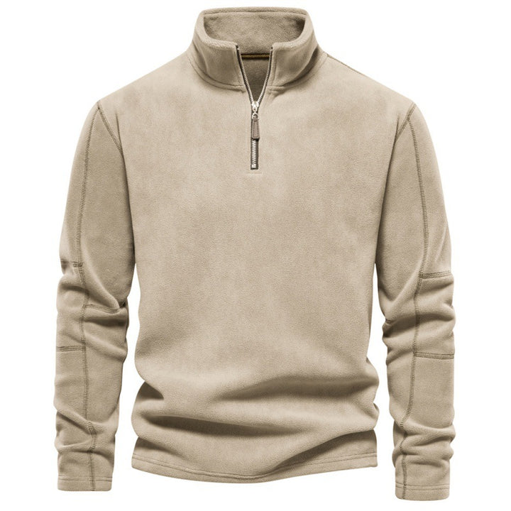Vertical Collar Half-Zip Long Sleeve Sweat