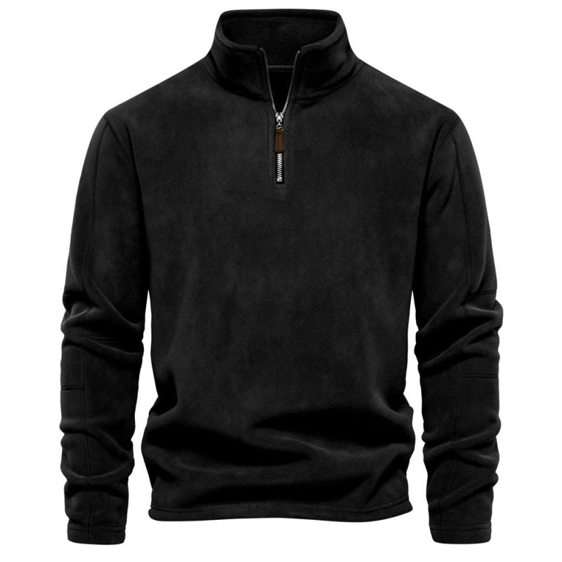 Vertical Collar Half-Zip Long Sleeve Sweat