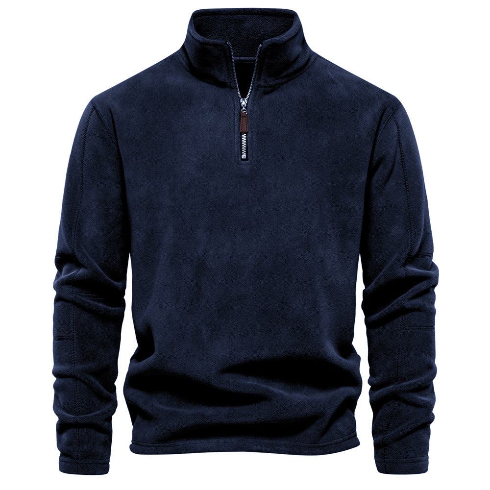 Vertical Collar Half-Zip Long Sleeve Sweat