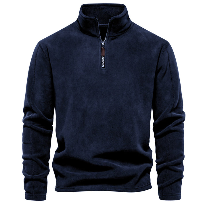 Vertical Collar Half-Zip Long Sleeve Sweat
