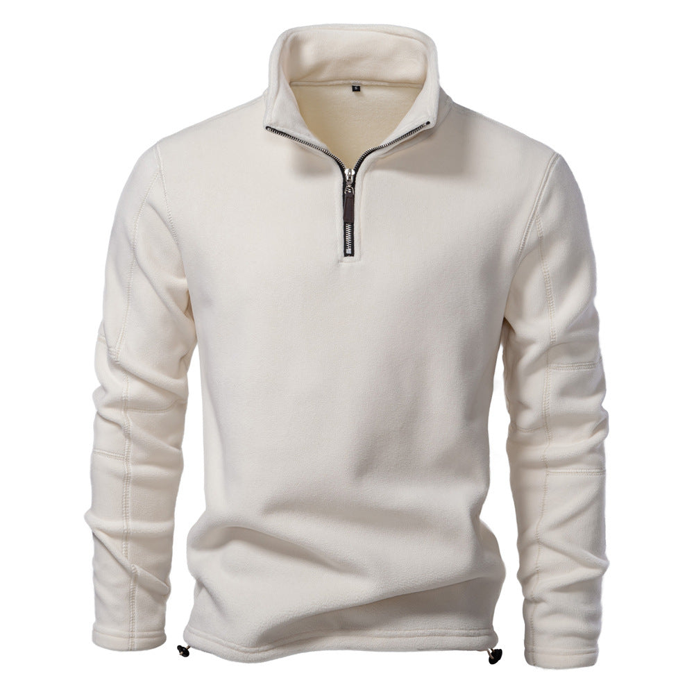Vertical Collar Half-Zip Long Sleeve Sweat
