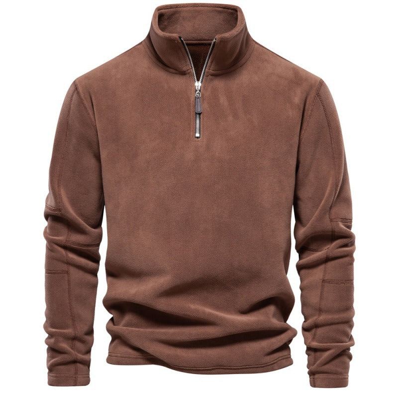 Vertical Collar Half-Zip Long Sleeve Sweat