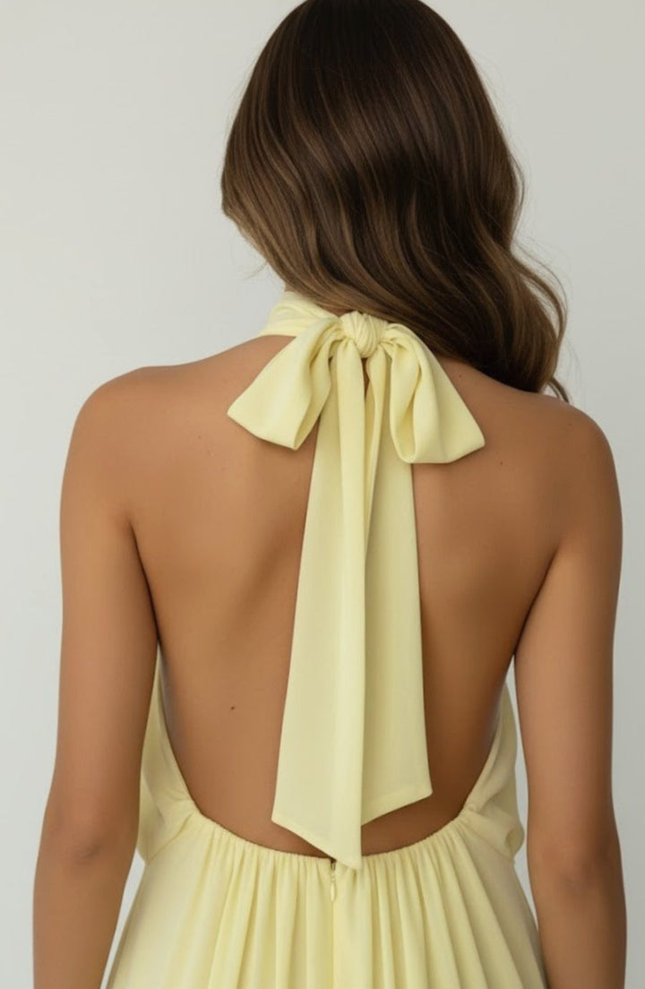 Mia | Women's Halter-Neck Tiered Ruffle Chiffon Mini Dress 9