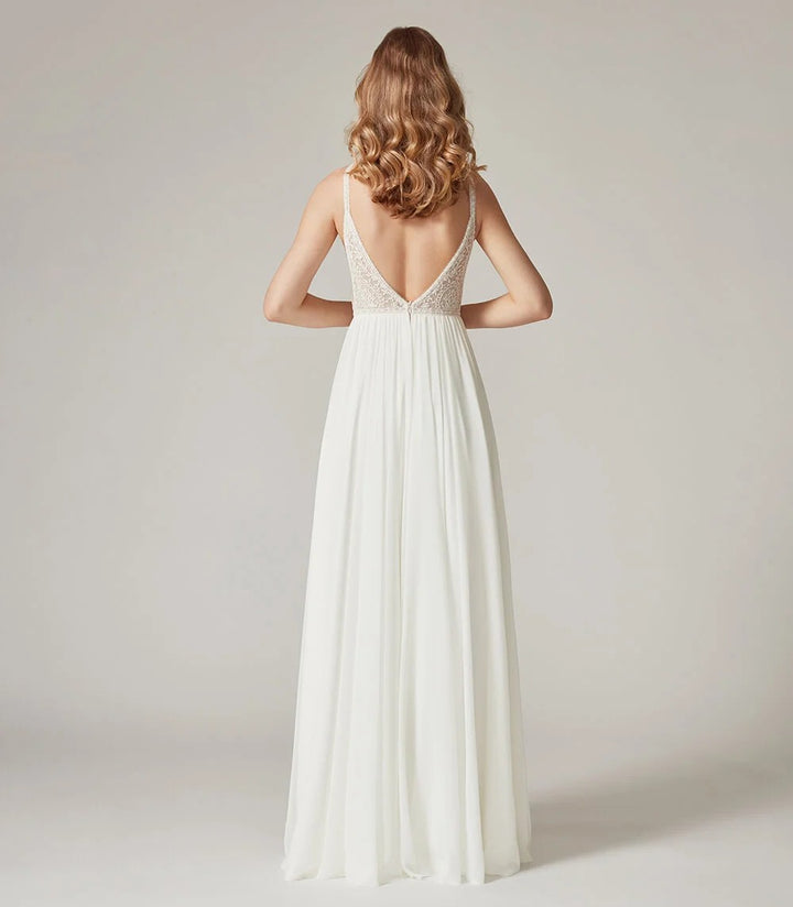 Women's Halter Neck Lace Bodice Maxi Dress Flowy Chiffon Wedding Guest