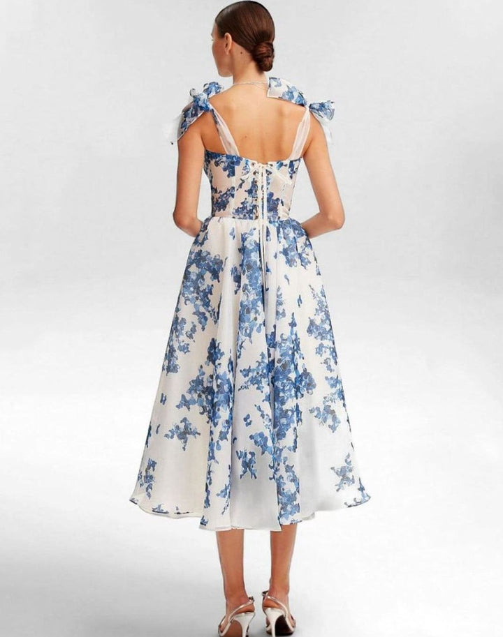 Women's Floral Off-Shoulder Corset Midi Dress 2