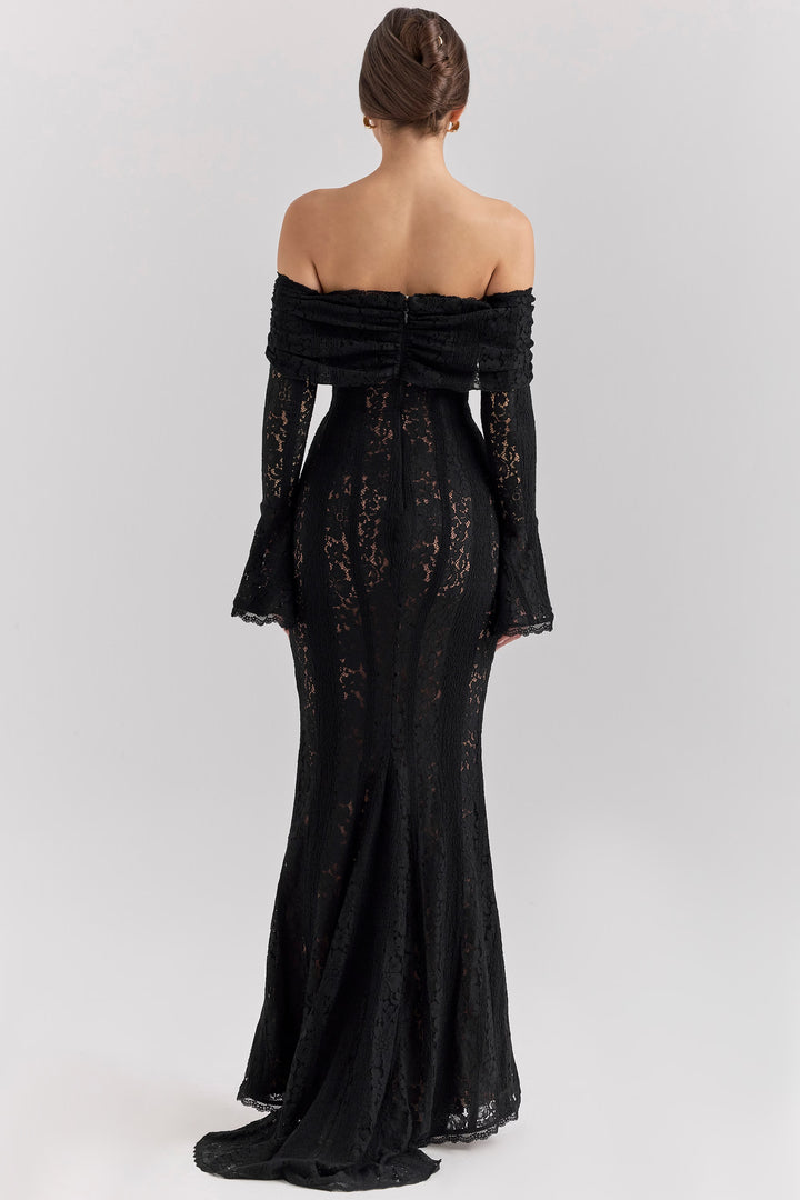 Women's Lace Maxi Dress Off Shoulder Long Sleeve Mermaid Formal