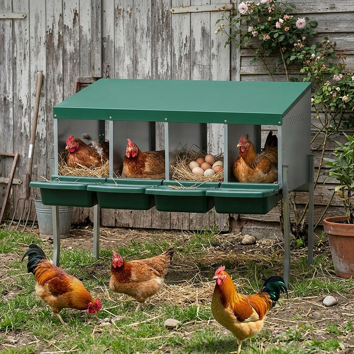 4-Hole Chicken Nesting Box with Legs and Cover