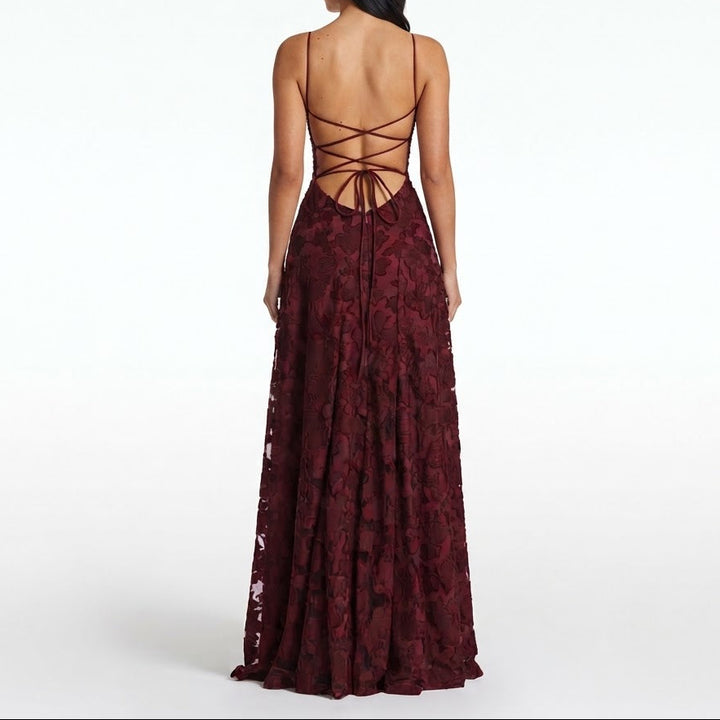 Women's Floral Lace Maxi Dress Spaghetti Strap Corset A Line Formal