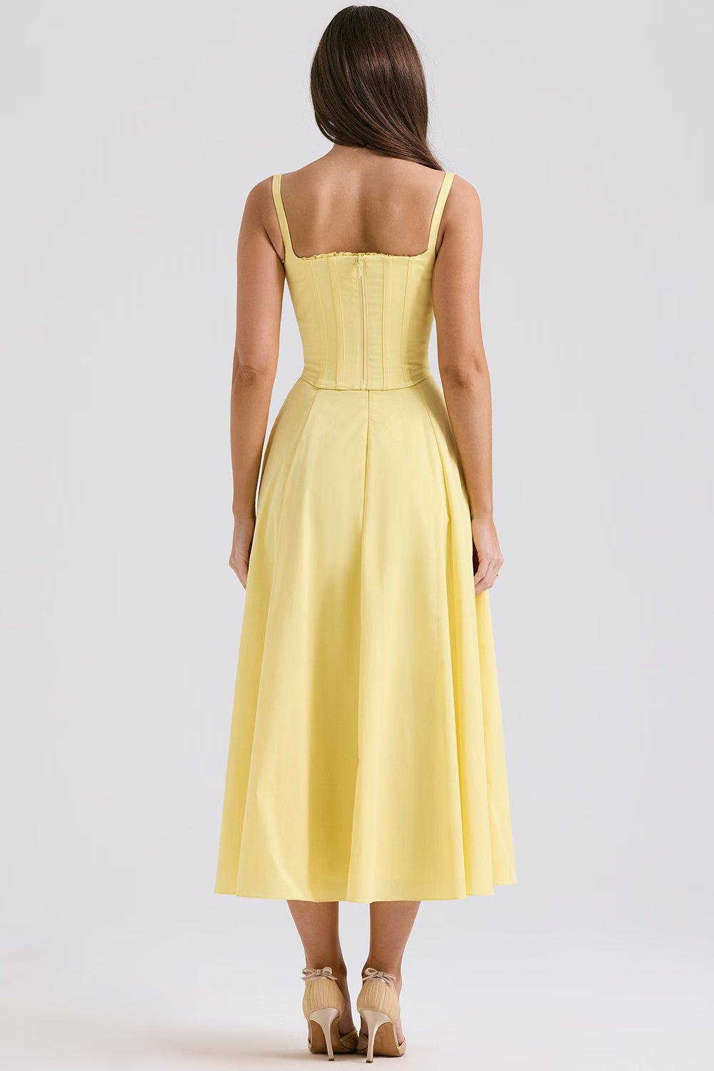 Women's Corset Midi Dress Tie Strap Front Split A Line Summer