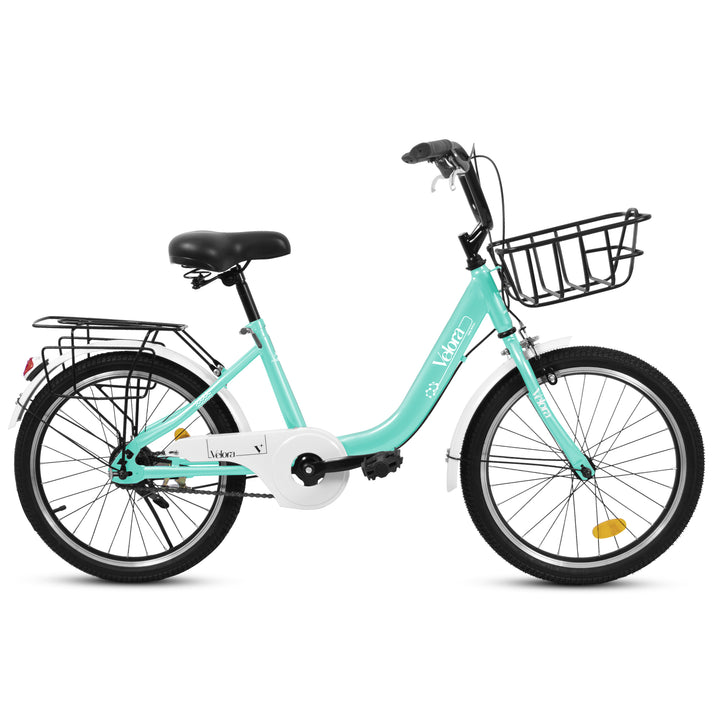 A20182 20 Inch Kids Bike For Boys & Girls, Children's Bicycle With Coaster Brake & V-Brake, 1-Speed, Chain Guard & Rear Rack, Lightweight Steel Frame Pink, Green, Purple, White