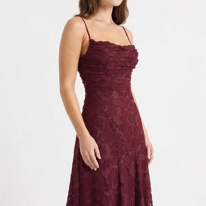 Women's Floral Lace Maxi Dress Spaghetti Strap Corset A Line Formal