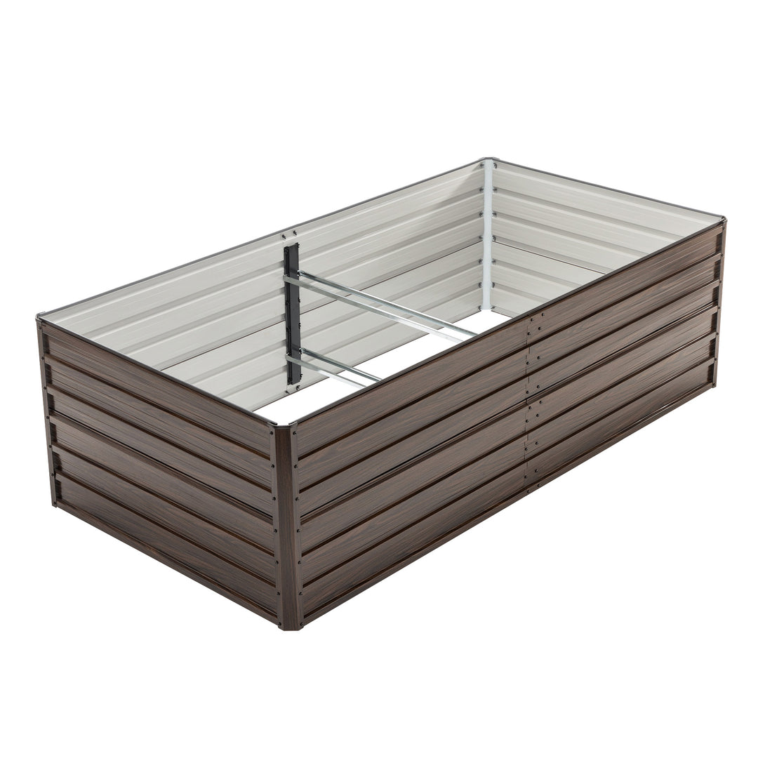 Woodgrain Aesthetic & Metal Strength  8x4x2FT Galvanized Raised Garden Bed Kit - Large Outdoor Planter Box For Veggies, Fruits, Herbs
