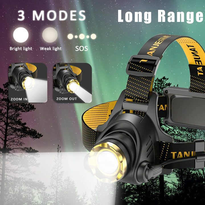 LED Headlamp Rechargeable Head Torch Zoom Headlight Lamp Flashlight Fishling Camping Light With 3 Modes Work Light