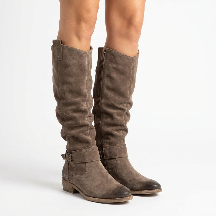 Slouchy Suede Knee-High Western Boots