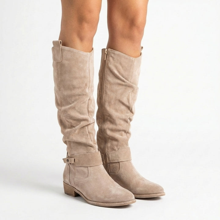 Slouchy Suede Knee-High Western Boots