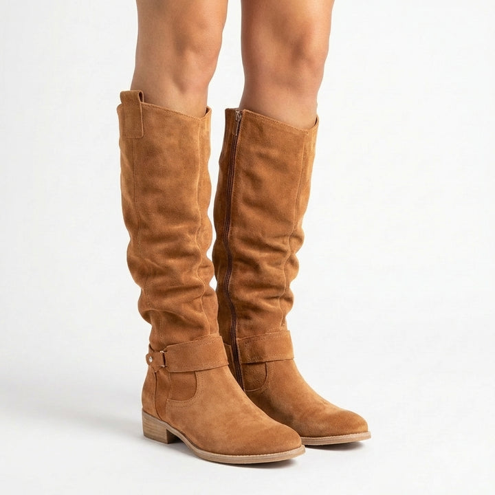 Slouchy Suede Knee-High Western Boots