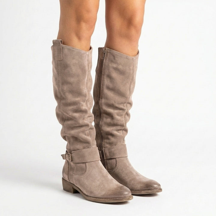 Slouchy Suede Knee-High Western Boots