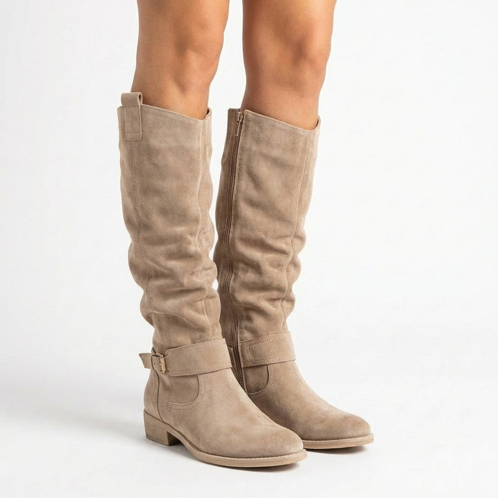 Slouchy Suede Knee-High Western Boots