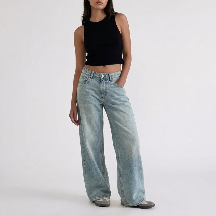 Low-Rise Wide-Leg Relaxed Denim Jeans